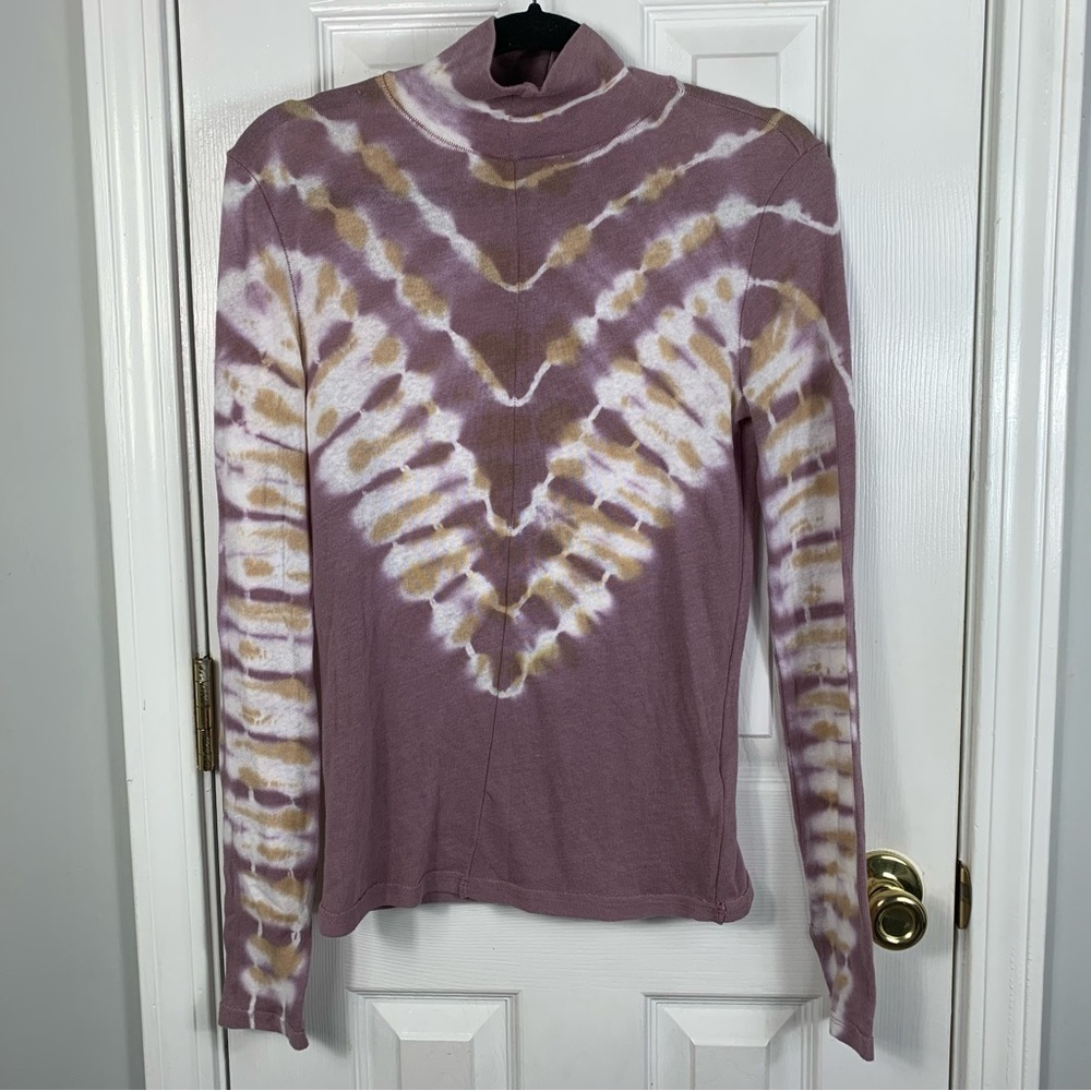 Free People Psychedelic Tie Dye Mock Neck Turtleneck Top